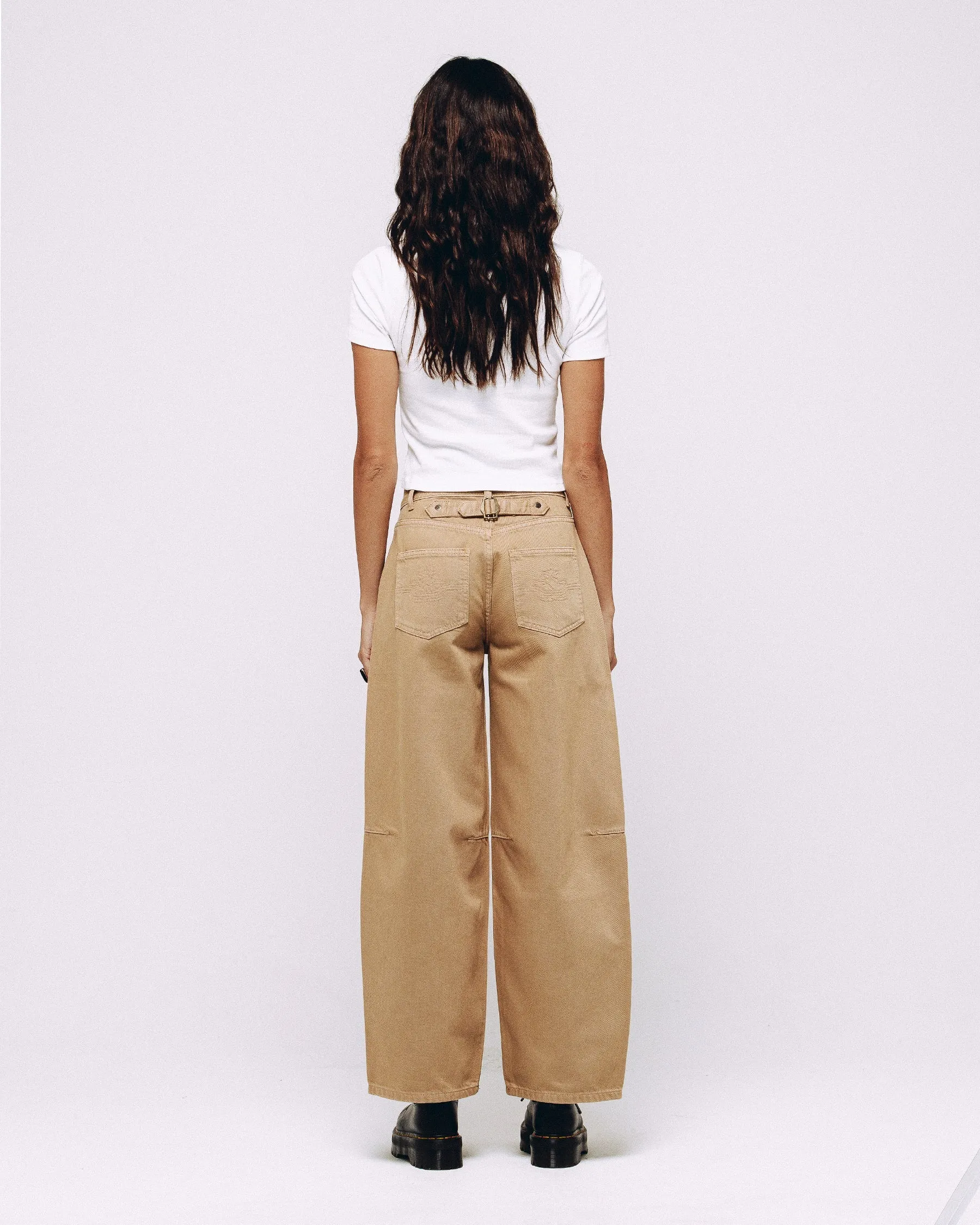 Reflective accents Grace Barrel Leg Jean - Washed Sand