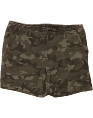 EDDIE BAUER Womens Chino Shorts US 10 Large W32  Khaki Camouflage Cotton No Pressure Fit