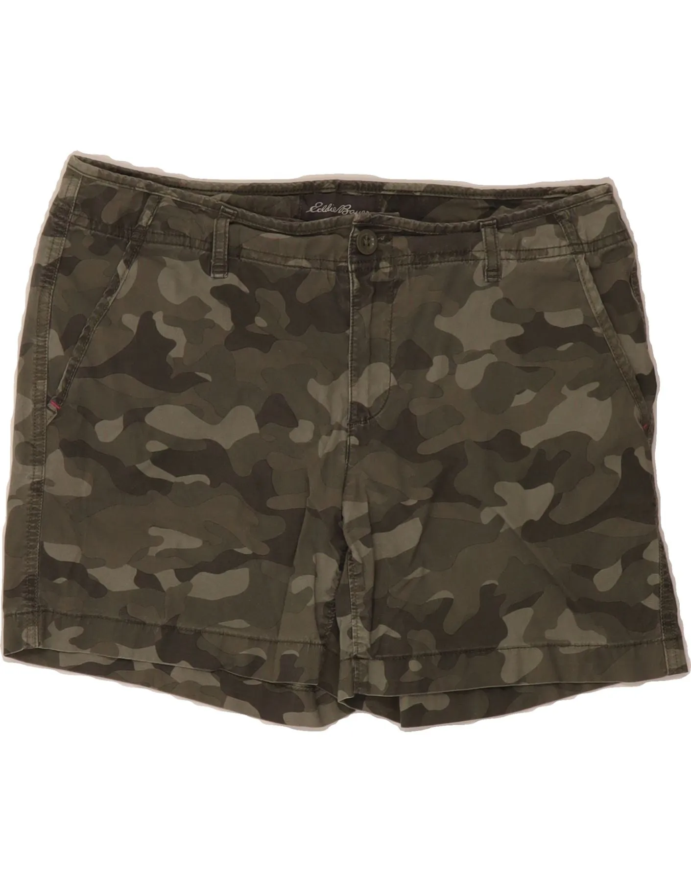 EDDIE BAUER Womens Chino Shorts US 10 Large W32  Khaki Camouflage Cotton No Pressure Fit