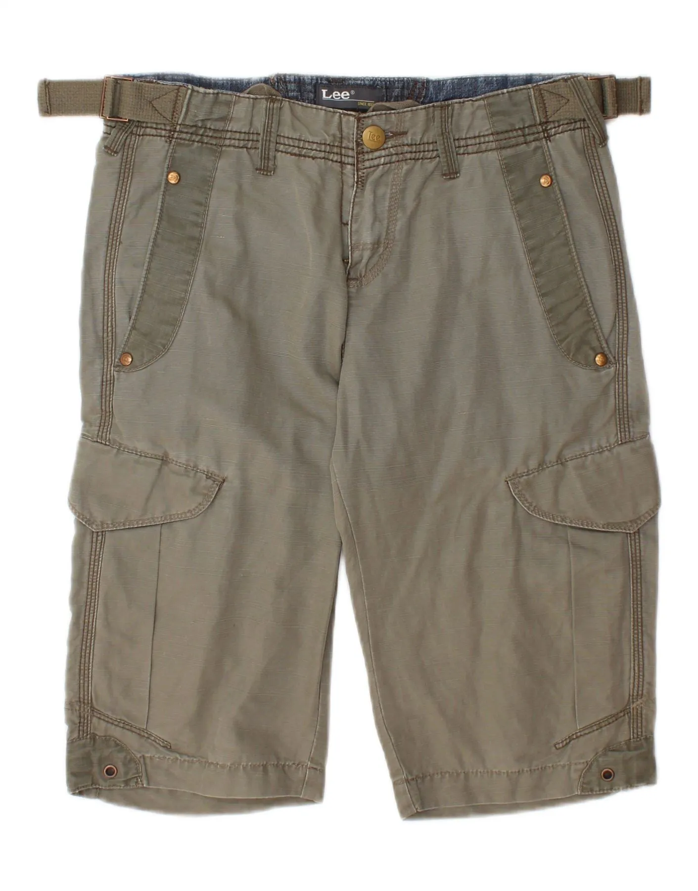 Flexible shape LEE Womens Cenn Bermuda Cargo Shorts W29 Medium Khaki Cotton