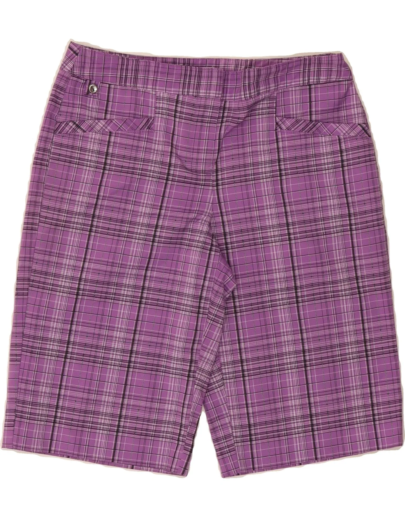 IZOD Womens Casual Shorts US 2 XS W28 Purple Check Polyester Comfortable Waistband vest