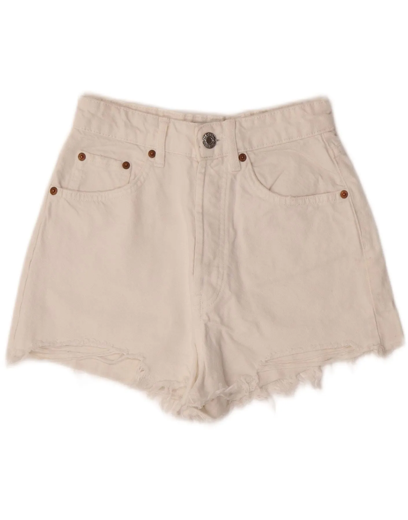 Eco Certified Dye raincoat ZARA Womens Denim Shorts EU 36 XS W26  White Cotton
