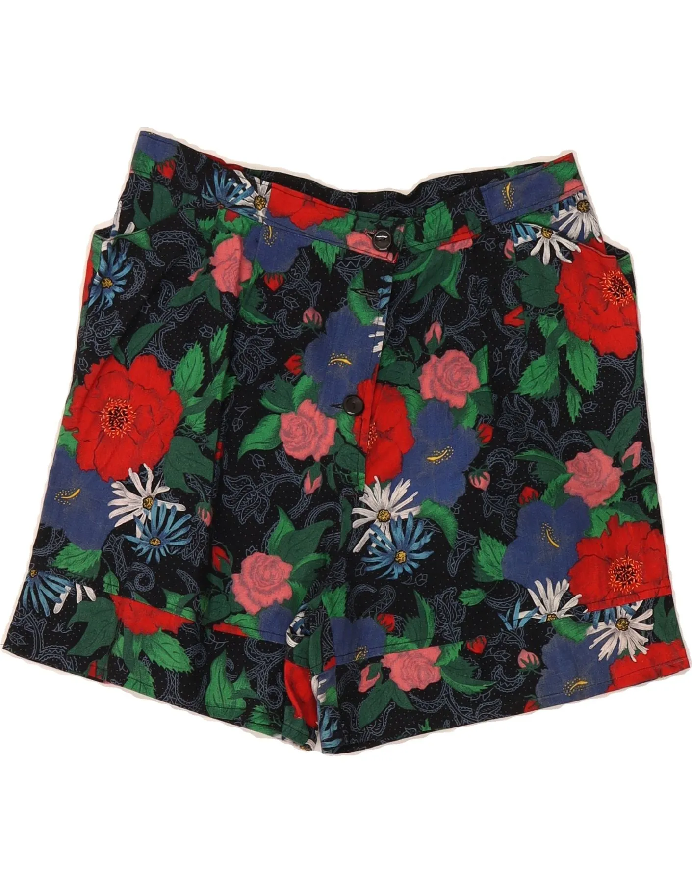 VINTAGE Womens Pegged Casual Shorts W30 Medium Multicoloured Floral Breezy Waist