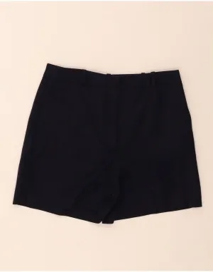 ZARA Womens High Waist Casual Shorts Medium W28   Navy Blue Cotton Reflective Trim Detail
