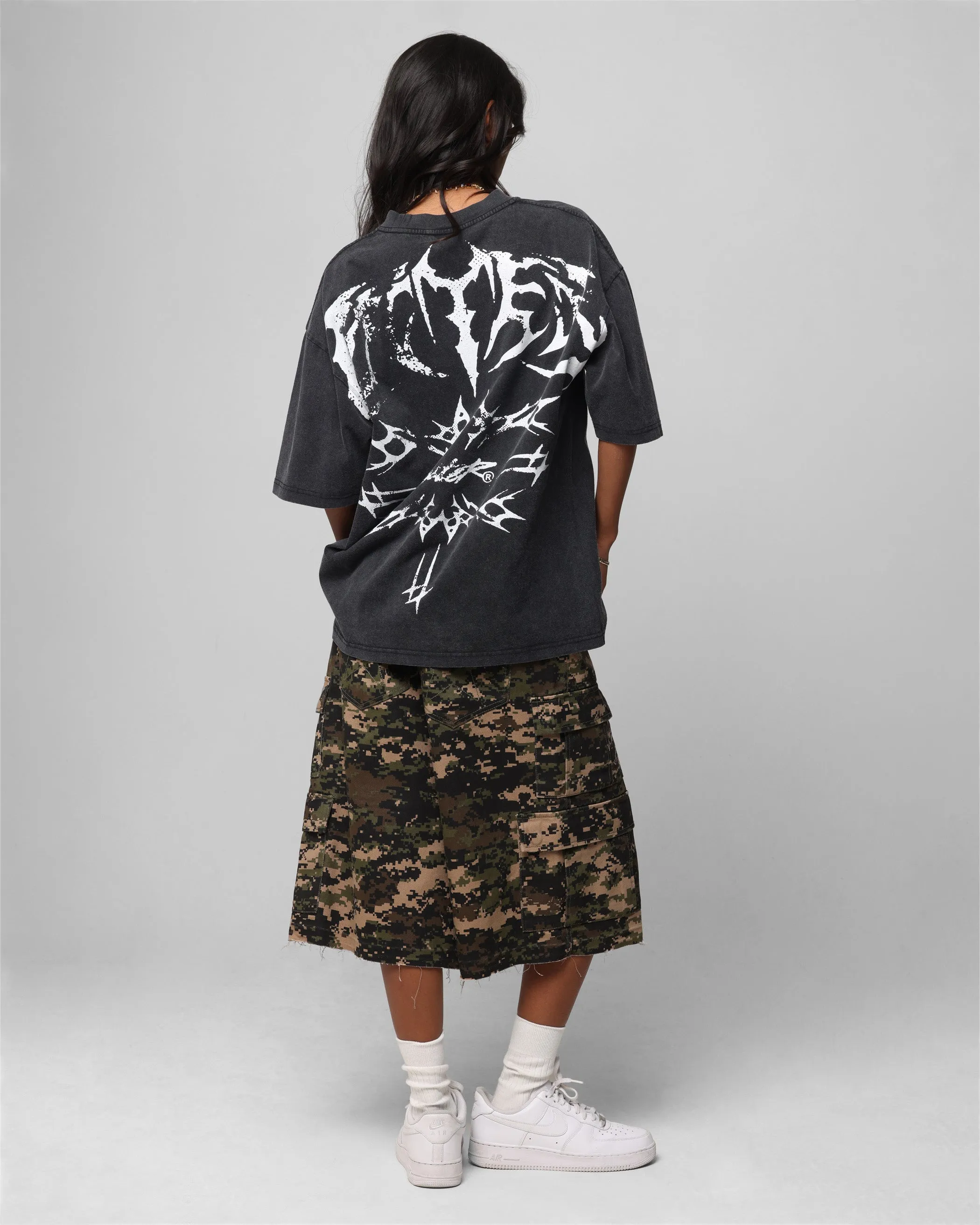 Comfortable Chic Wear Loiter Metal Stacked Vintage T-Shirt Vintage Black