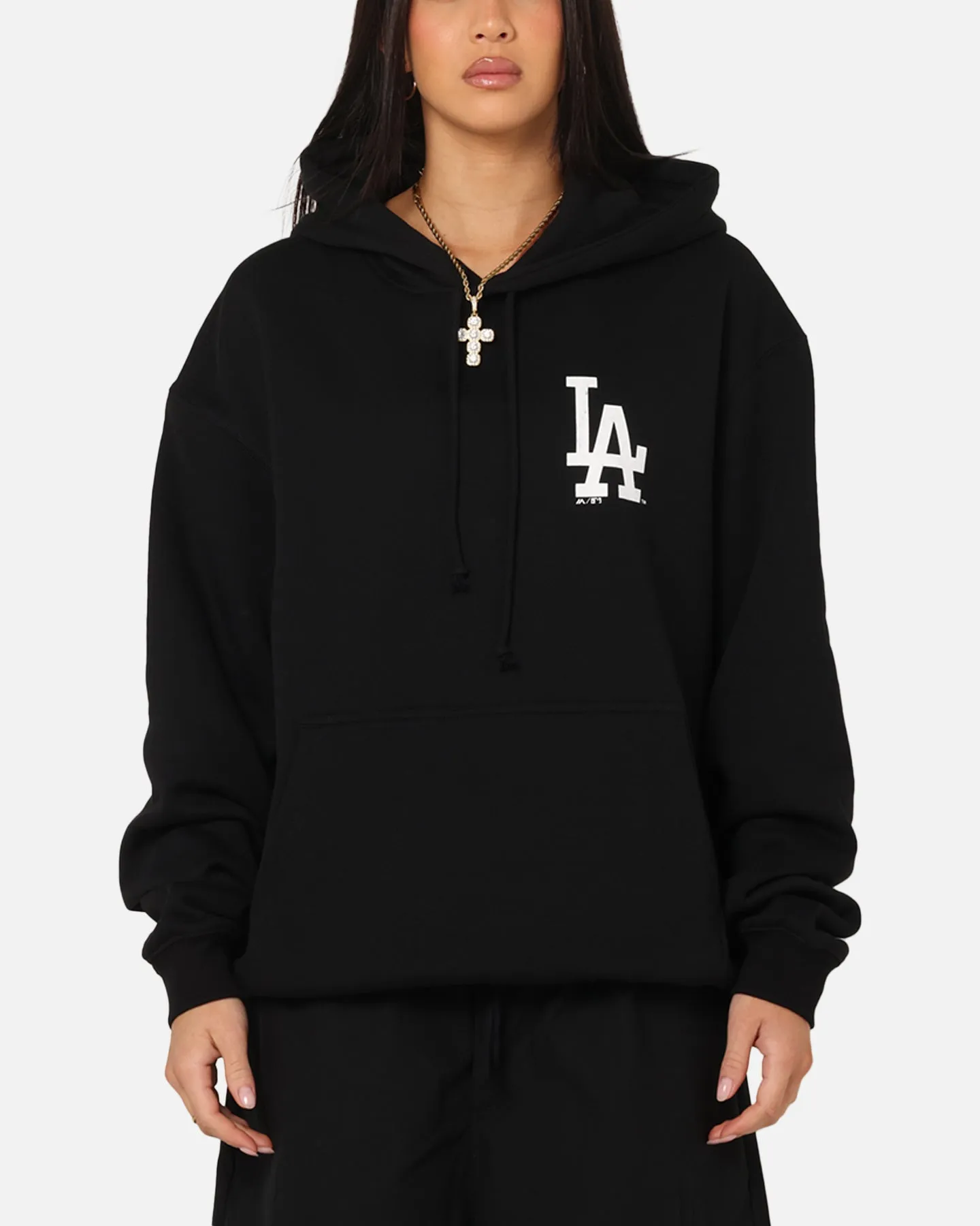 Majestic Athletic Los Angeles Dodgers Champs Serial Mono Hoodie Black City Wear Style