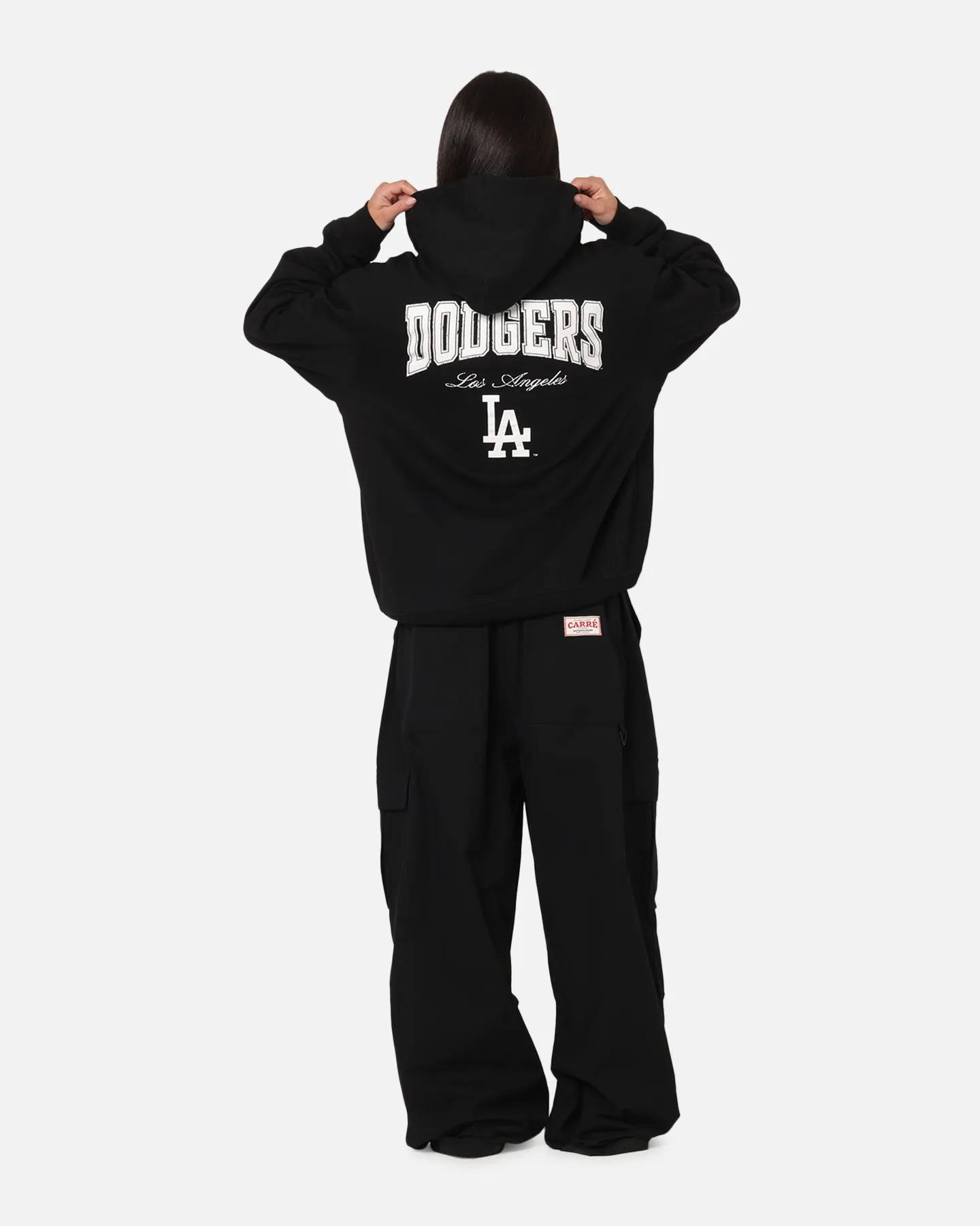 Majestic Athletic Los Angeles Dodgers Champs Serial Mono Hoodie Black Structured Hood Shape