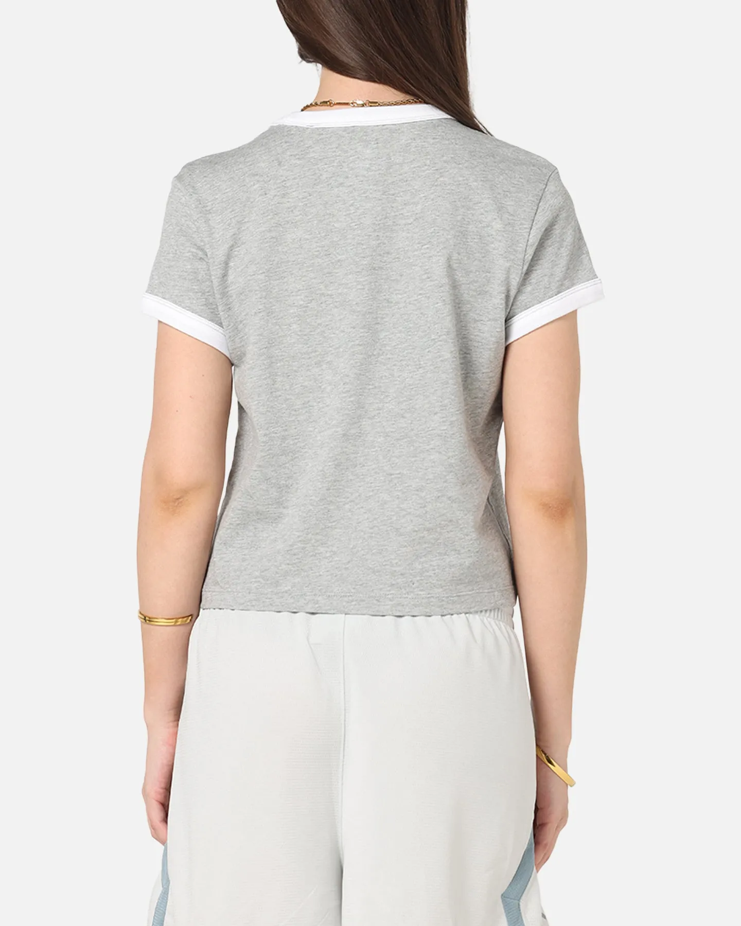 Nike Women's Sportswear Graphic Ringer T-Shirt Dark Grey Heather quick dry Street Trendy