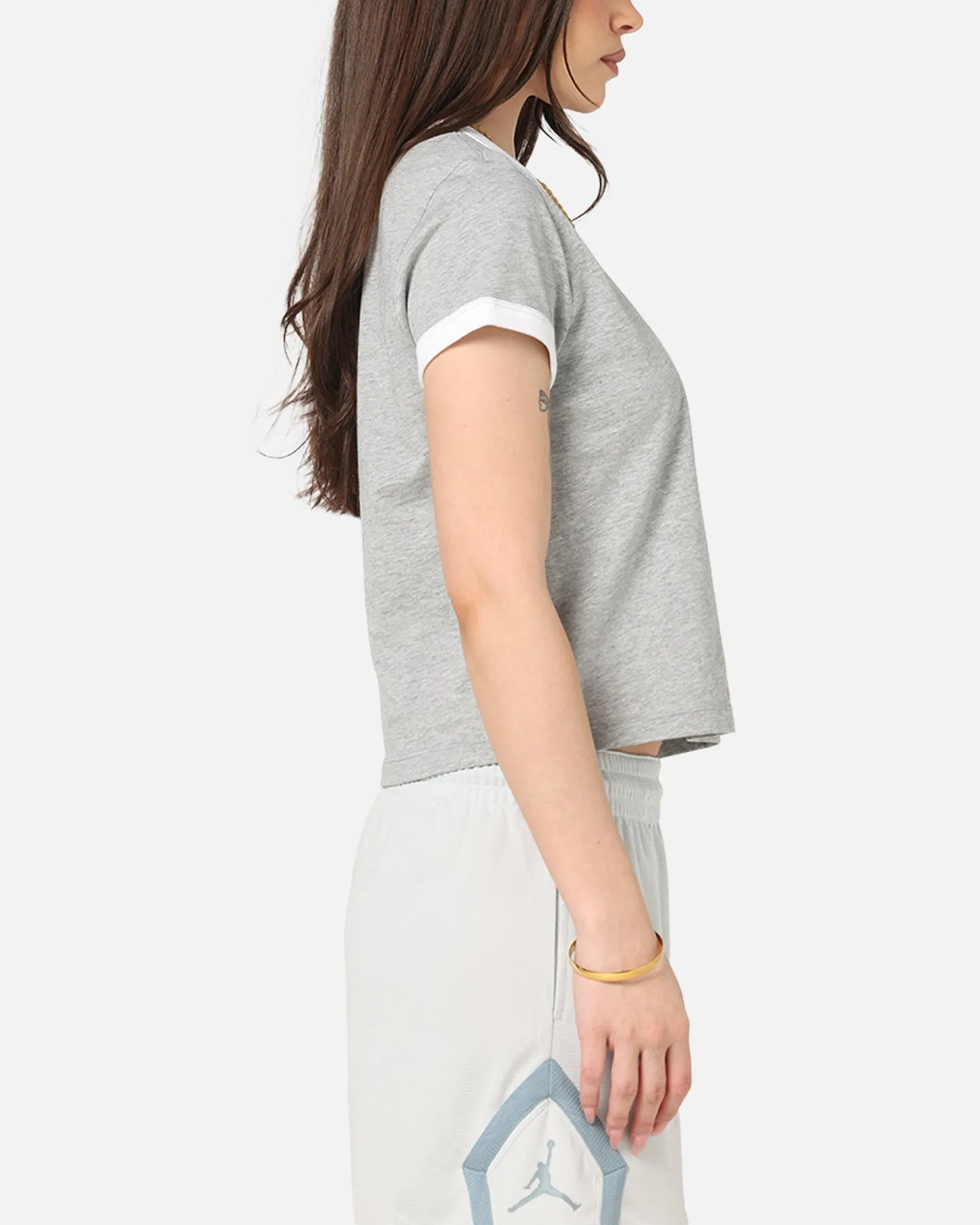 Modern Layer Nike Women's Sportswear Graphic Ringer T-Shirt Dark Grey Heather