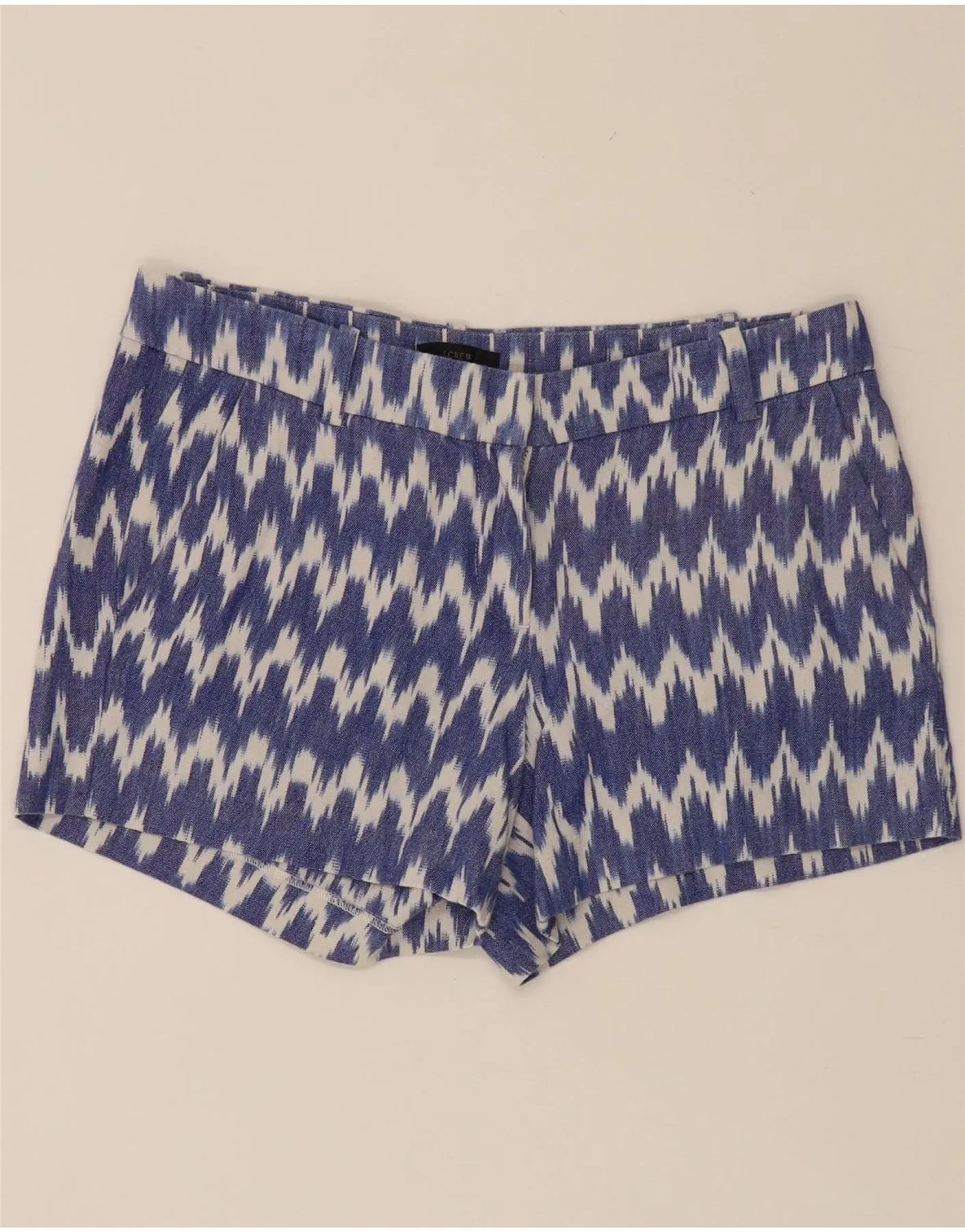 On The Go J. CREW Womens Chino Shorts US 6 Medium W32 Blue Ikat Cotton