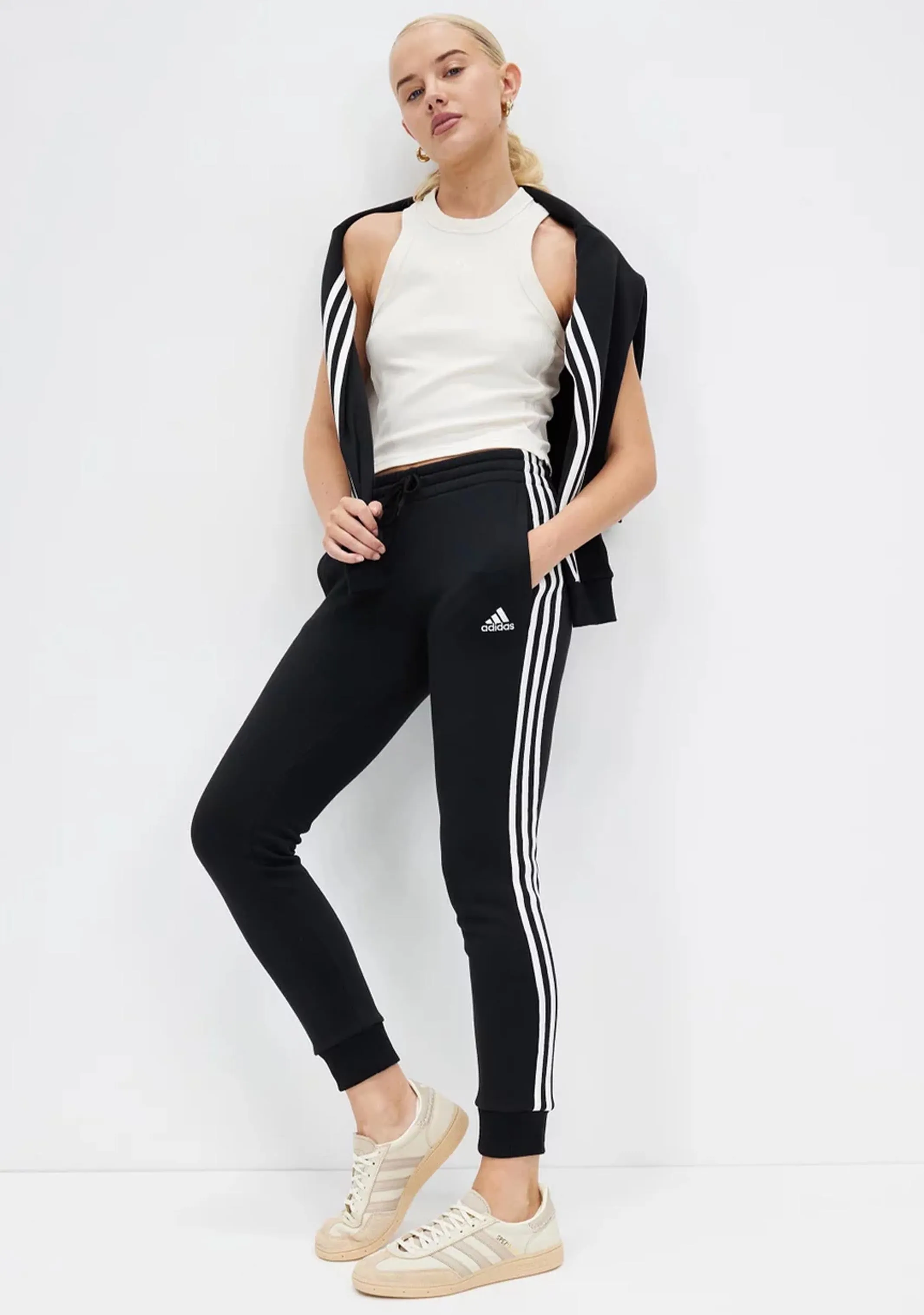 Casual Fit Adidas Women's Essential Fleece 3 Stripe Pants