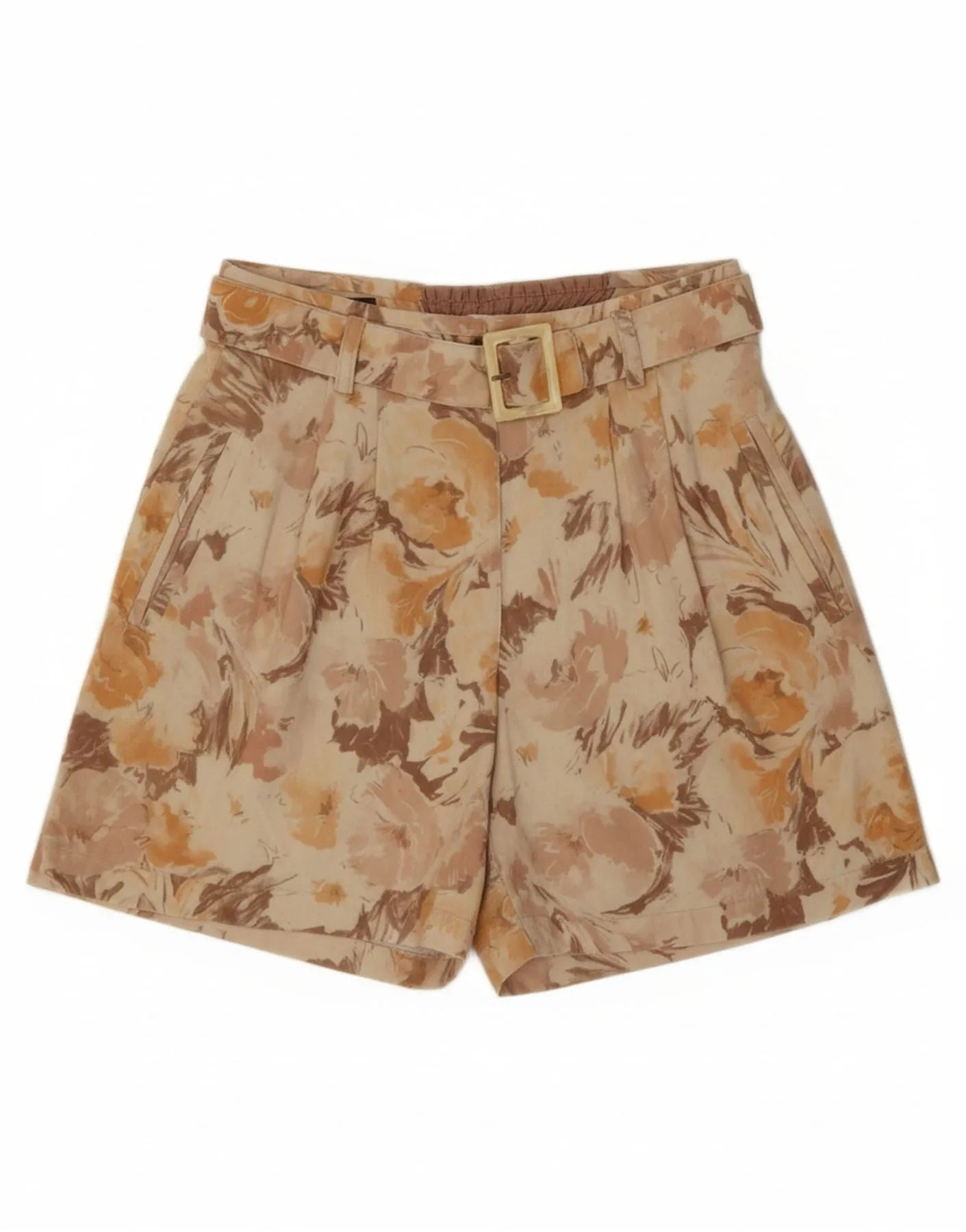 VINTAGE Womens Chino Shorts Small W28  Beige Floral tie-dye look No Cling