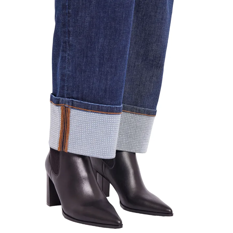 Standard Piece Gaud?? pantalone jeans da donna con risvolto 421BD26003 blu