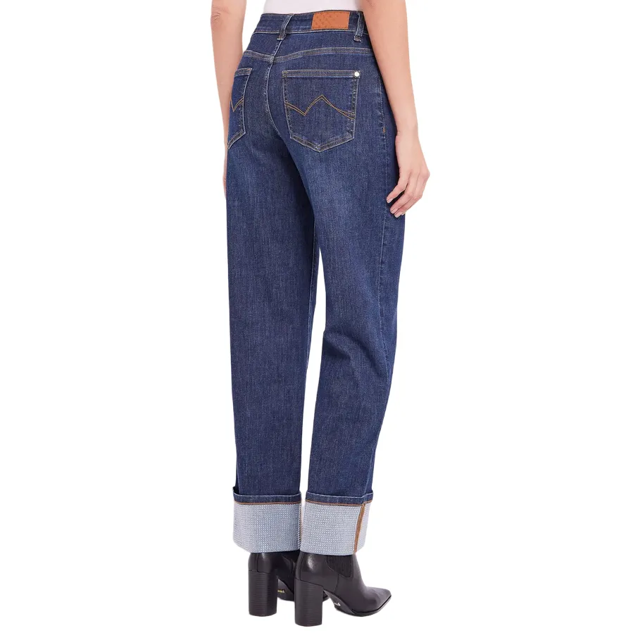 Simple Attire Gaud?? pantalone jeans da donna con risvolto 421BD26003 blu