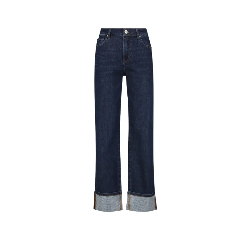 Unisex Fashion Gaud?? pantalone jeans da donna con risvolto 421BD26003 blu