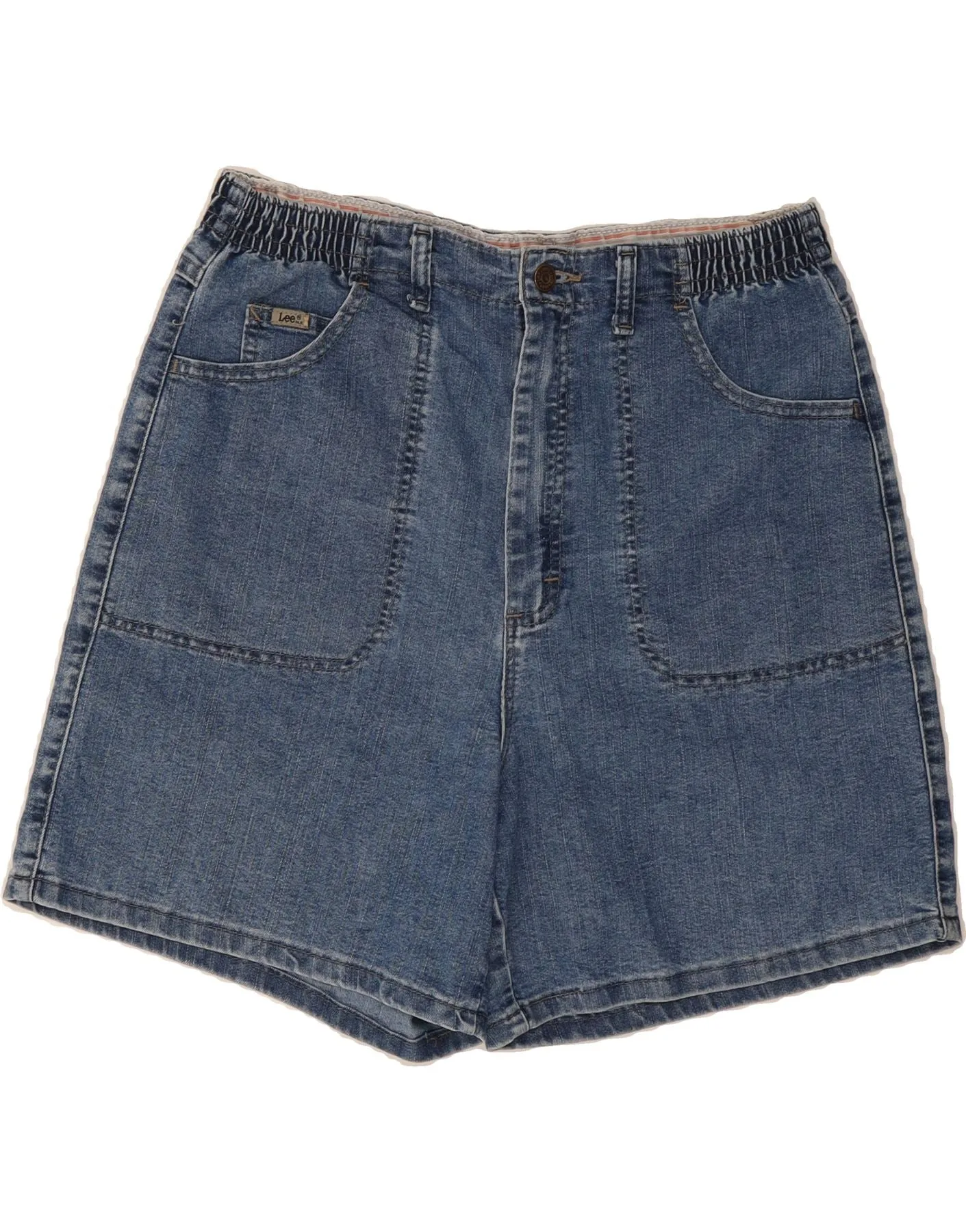 LEE Womens High Waist Denim Shorts W32 Large  Blue Lightweight Material Stretch Comfort