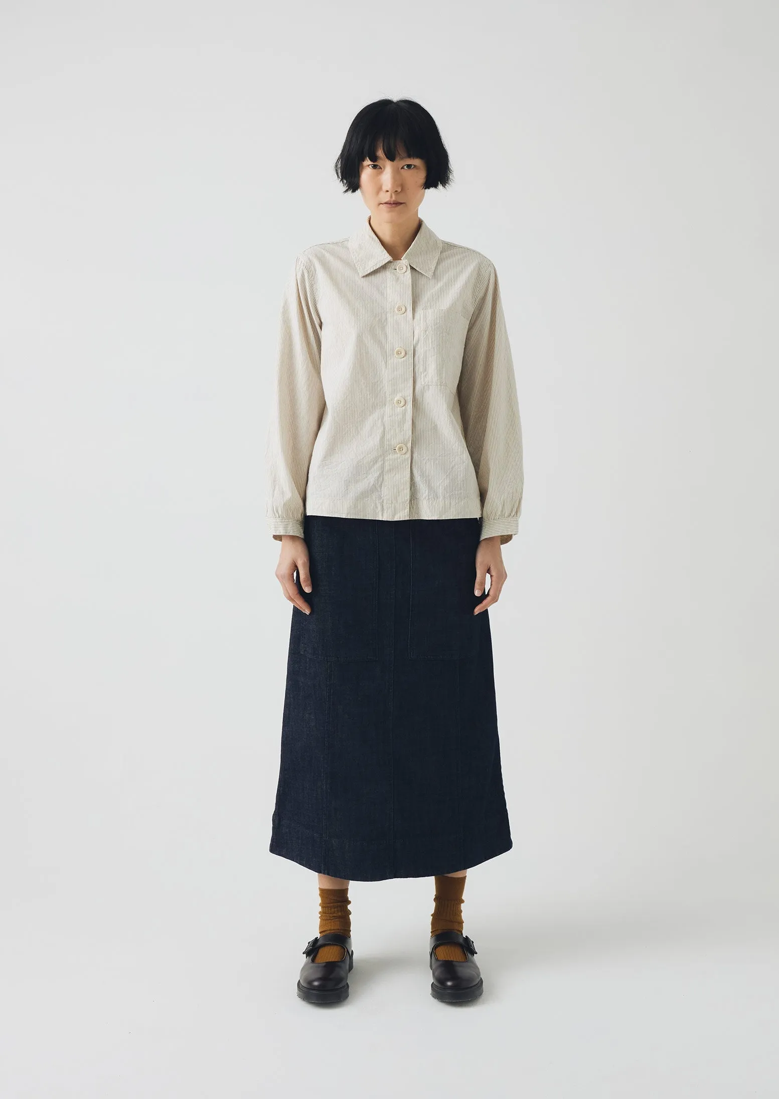 Patch Pocket Organic Indigo Denim Skirt | Indigo Wardrobe Classic