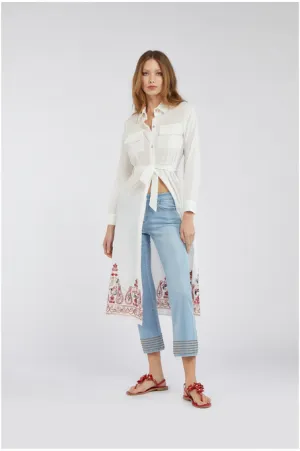 Caf??Noir Pantalone Denim Cropped Flare con Borchiette C7JJ0056 blu chiaro Reliable Layer