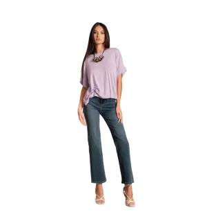 Modern Attire Griffai pantalone jeans Flare a palazzo da donna con bottoni alle tasche DGP4766 blu medio