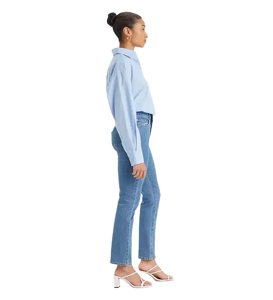 Matching Basic Levi's pantalone jeans da donna dritti a vita alta 724 High Rise 18883-0277 blu medio