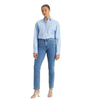 Family Style Slim Levi's pantalone jeans da donna dritti a vita alta 724 High Rise 18883-0277 blu medio