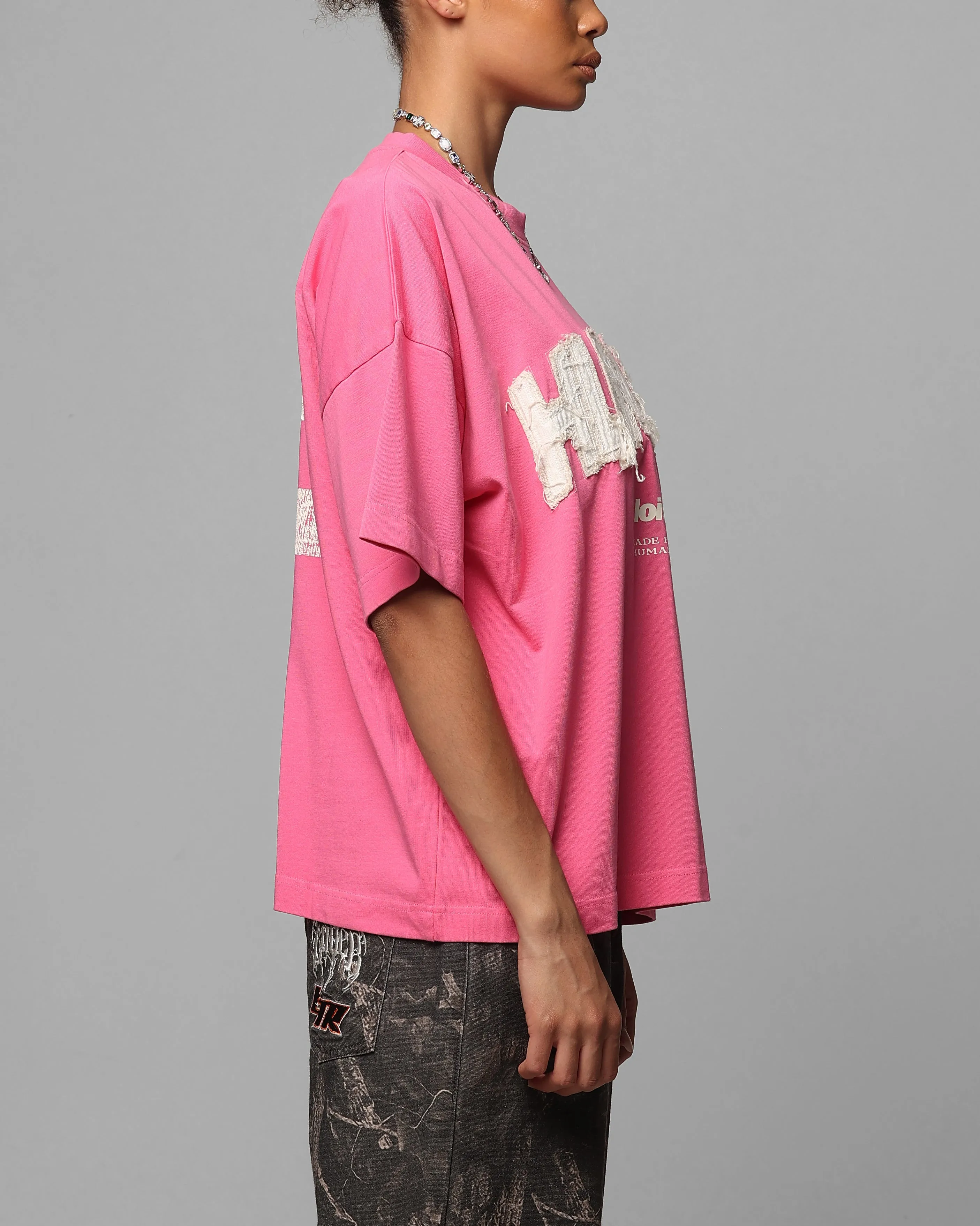 Comfy Fit TaglessCollar Loiter Human Box T-Shirt Pink