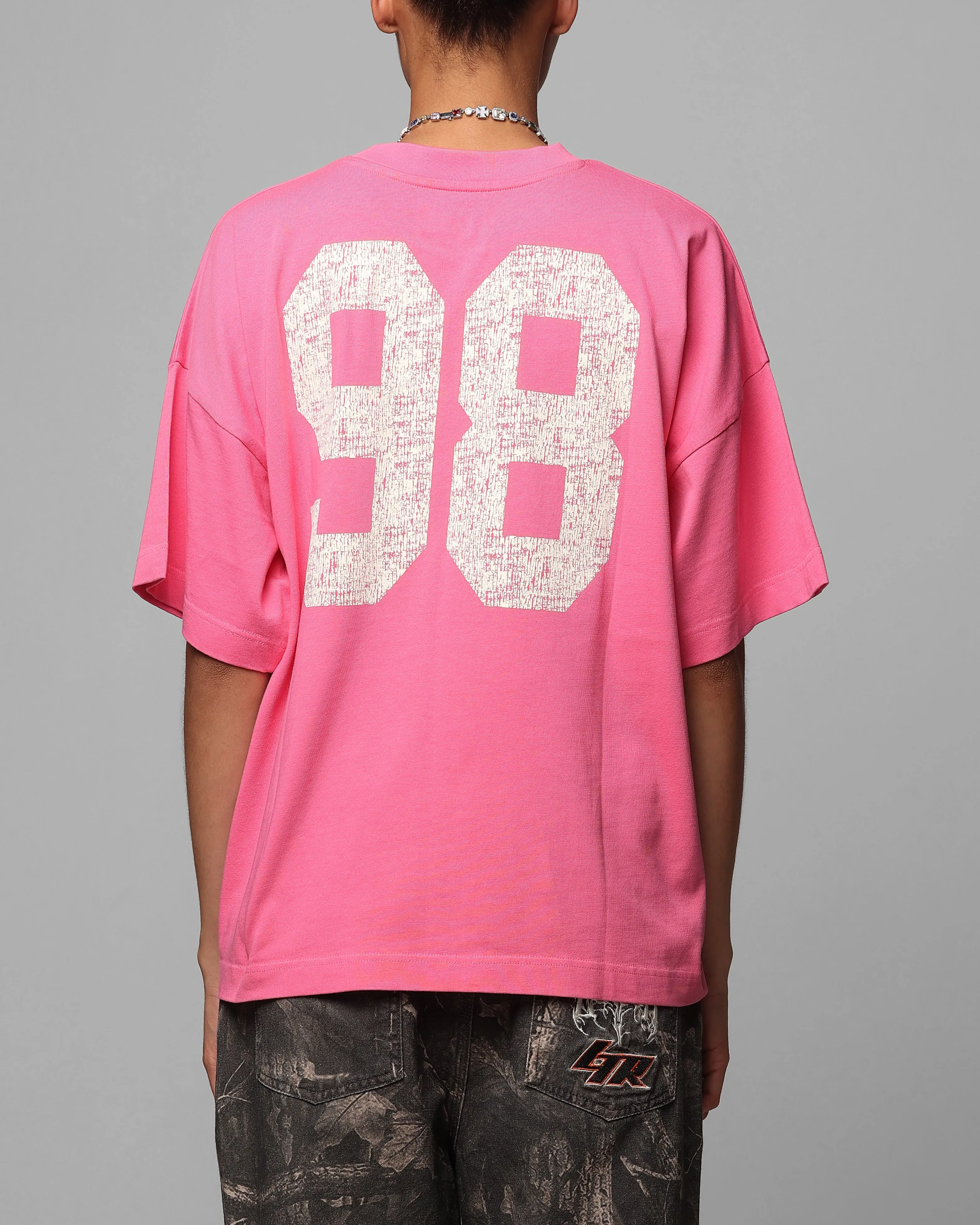 Summer Comfort Embroidered Loiter Human Box T-Shirt Pink