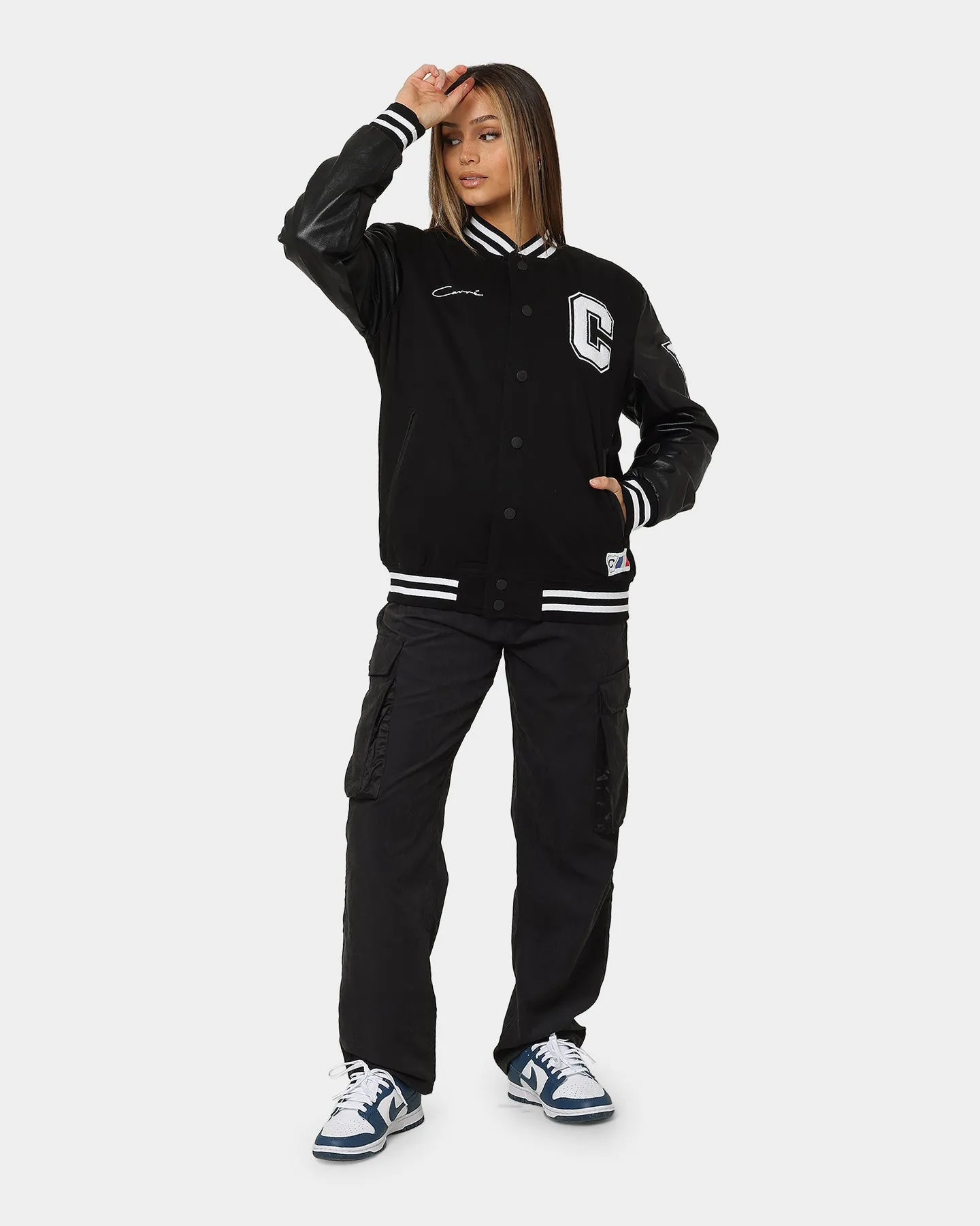 Layered Carr?? MVP Varsity Jacket Black