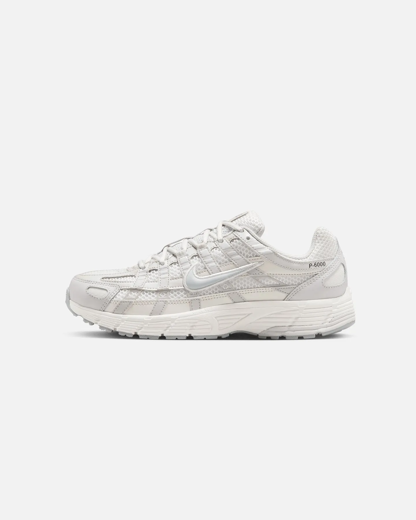 Nike Women's P-6000 SE Summit White/Wolf Grey Padded Tongue Firm Edge