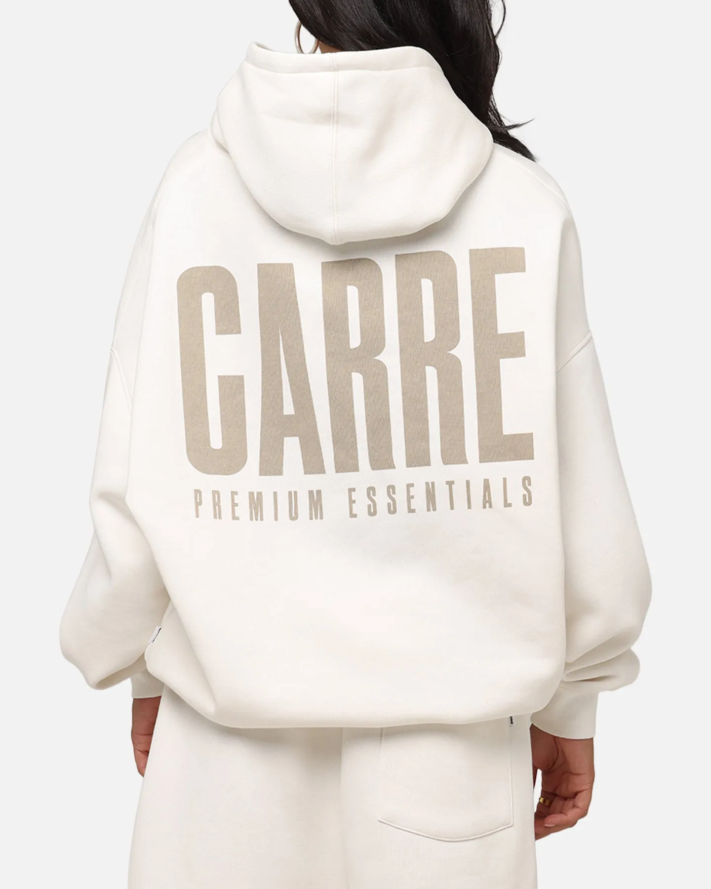 Carre Premium Essentials Hoodie Cream synthetic leather