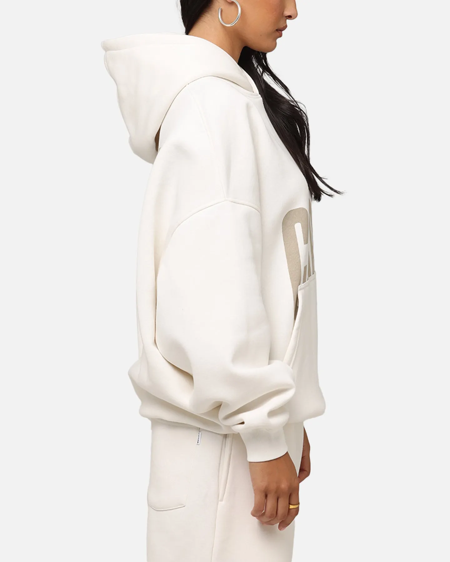Breathable Cotton Carre Premium Essentials Hoodie Cream