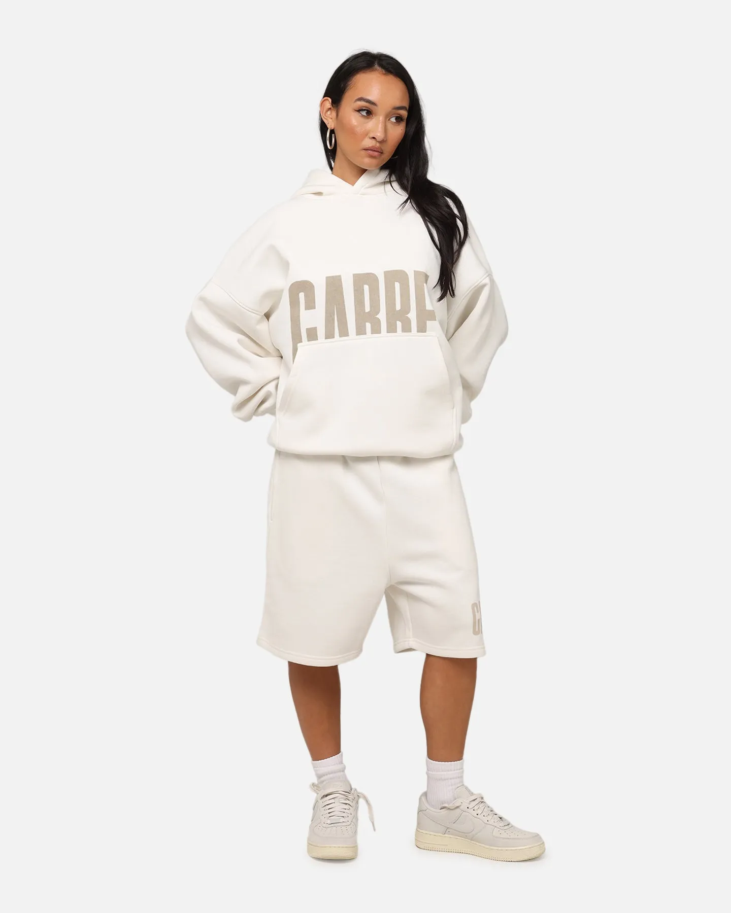 Carre Premium Essentials Hoodie Cream Eco Certified Cotton Blend Hamster like