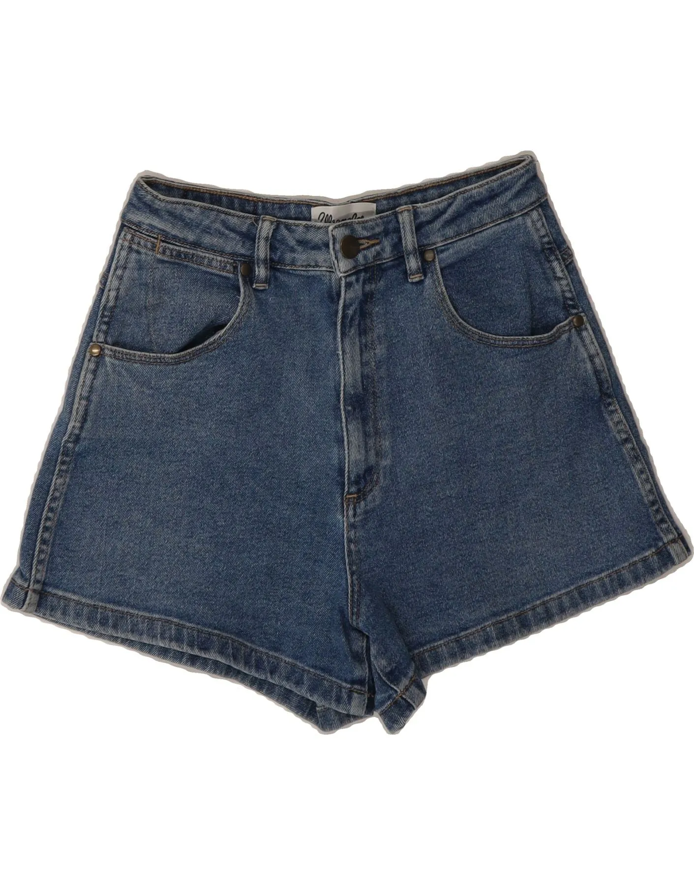WRANGLER Womens High Waist Denim Shorts US 9 Medium W26  Blue Cotton two piece outfit Flexible Layer Fit