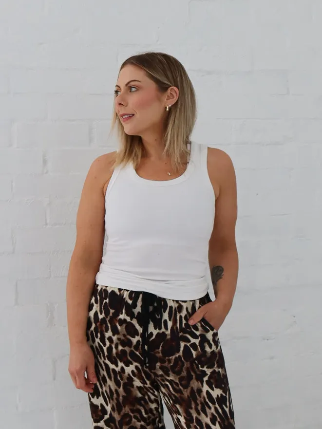 Drop Shoulder Design Cyber - secure Charlee Tank - White