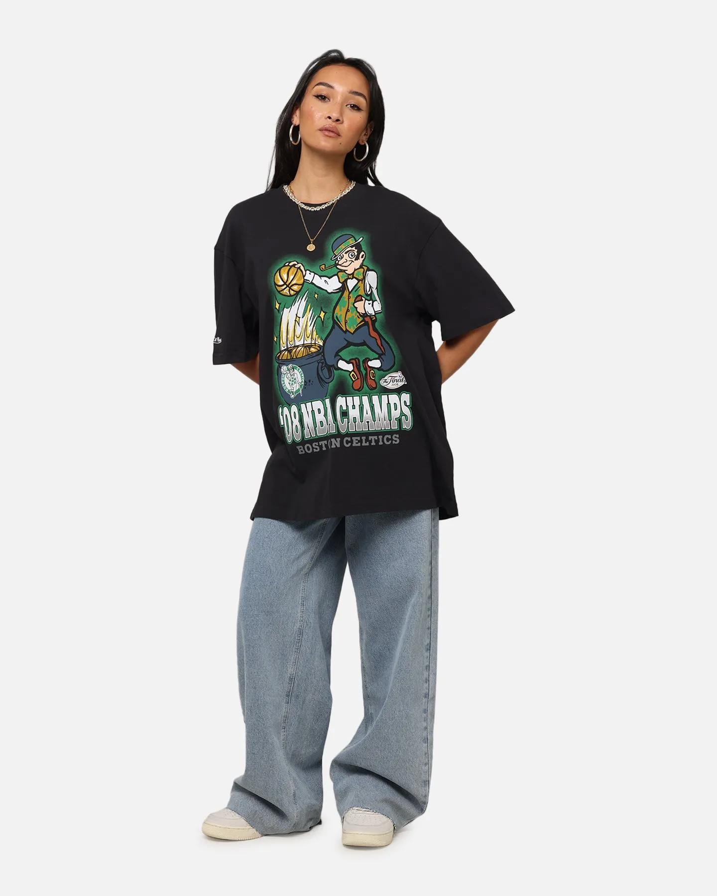 Comfortable apparel Temperature Regulating Mitchell & Ness Boston Celtics '08 NBA Champs T-Shirt Faded Black