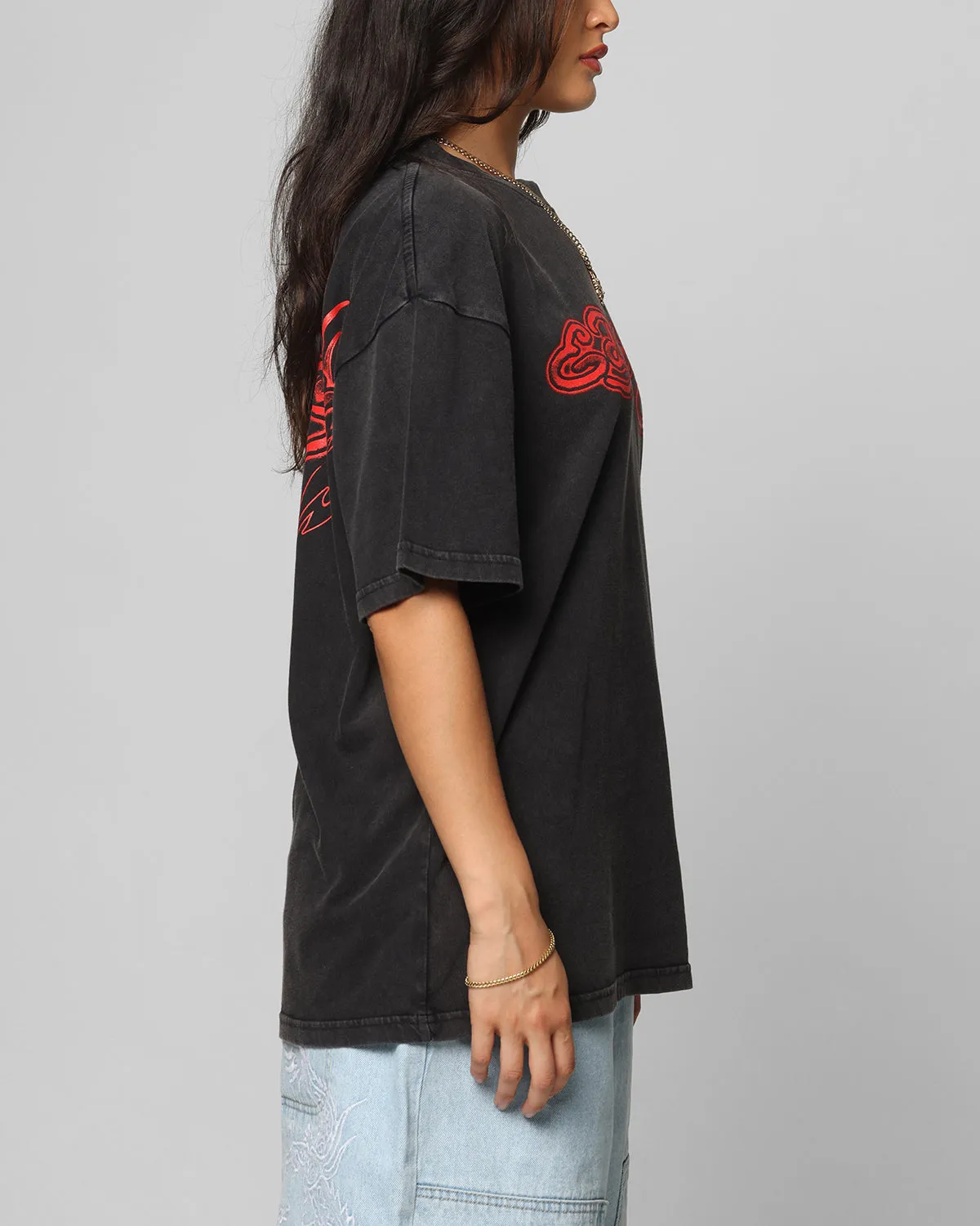Ed Hardy Tribal T-Shirt Black Acidwash Chic