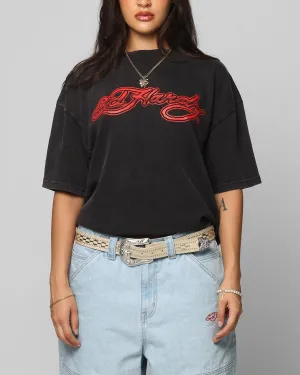 Ed Hardy Tribal T-Shirt Black Acidwash Quick Wear