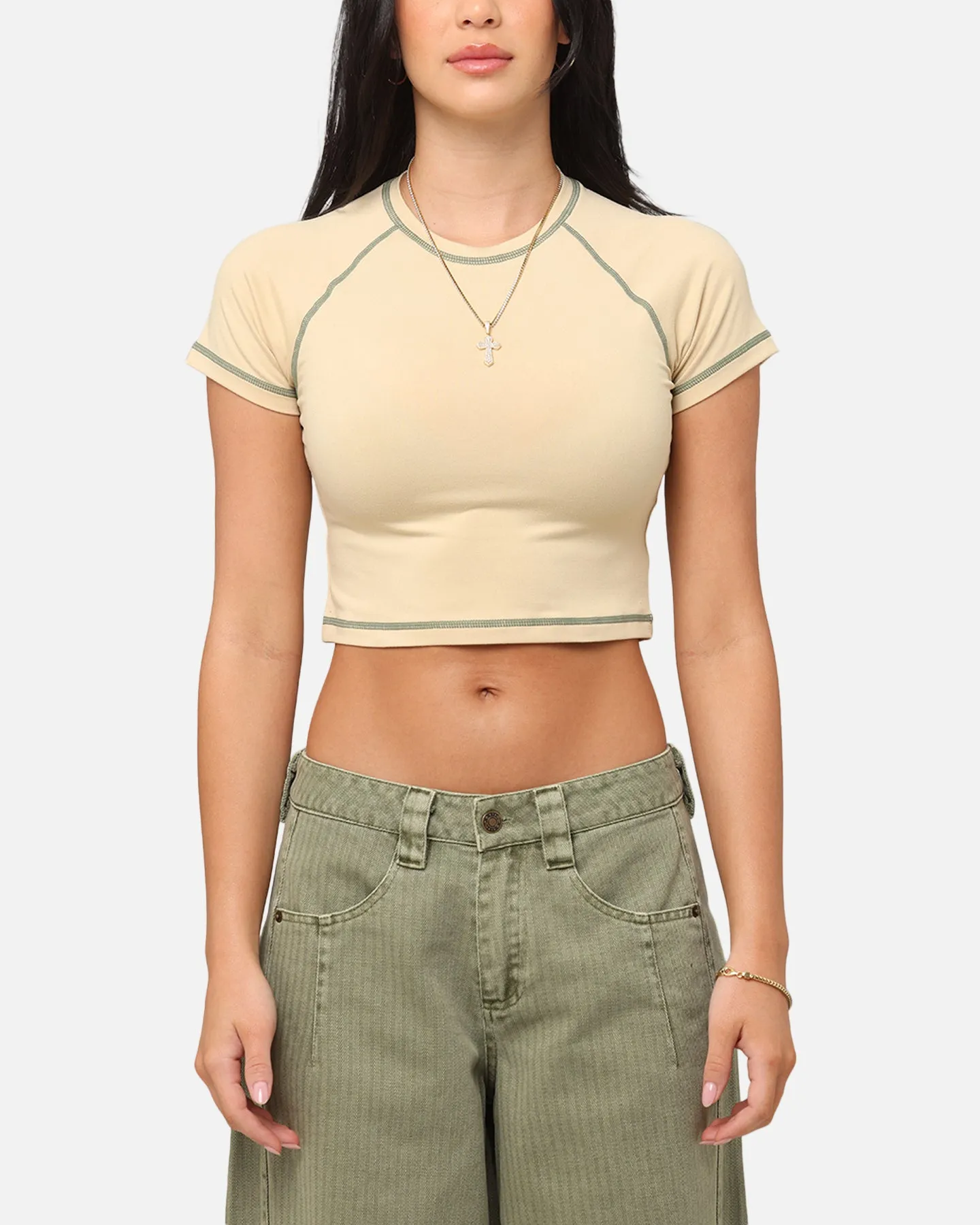 XXIII Women's Boiler Room Crop T-Shirt Tan Functional Wear
