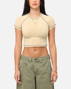 XXIII Women's Boiler Room Crop T-Shirt Tan Functional Wear