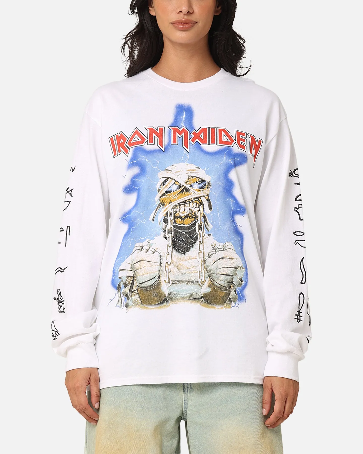 Iron Maiden World Slavery Tour Long Sleeve T-Shirt White Cozy Comfort Look Fit For Comfort