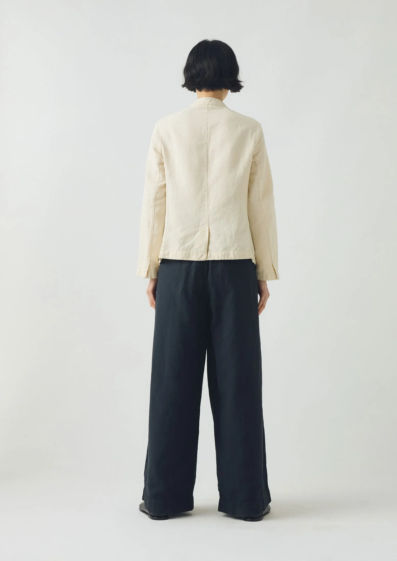 Non-Binding Fit Corinne Cotton Linen Wide Leg Pants | Slate Navy