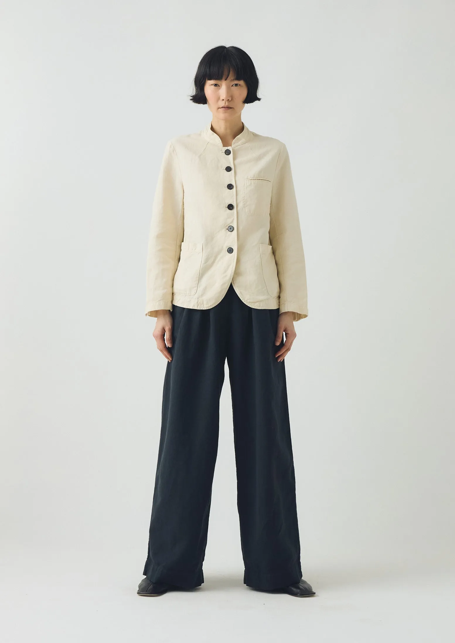 Air Circulation Quick Slip Corinne Cotton Linen Wide Leg Pants | Slate Navy
