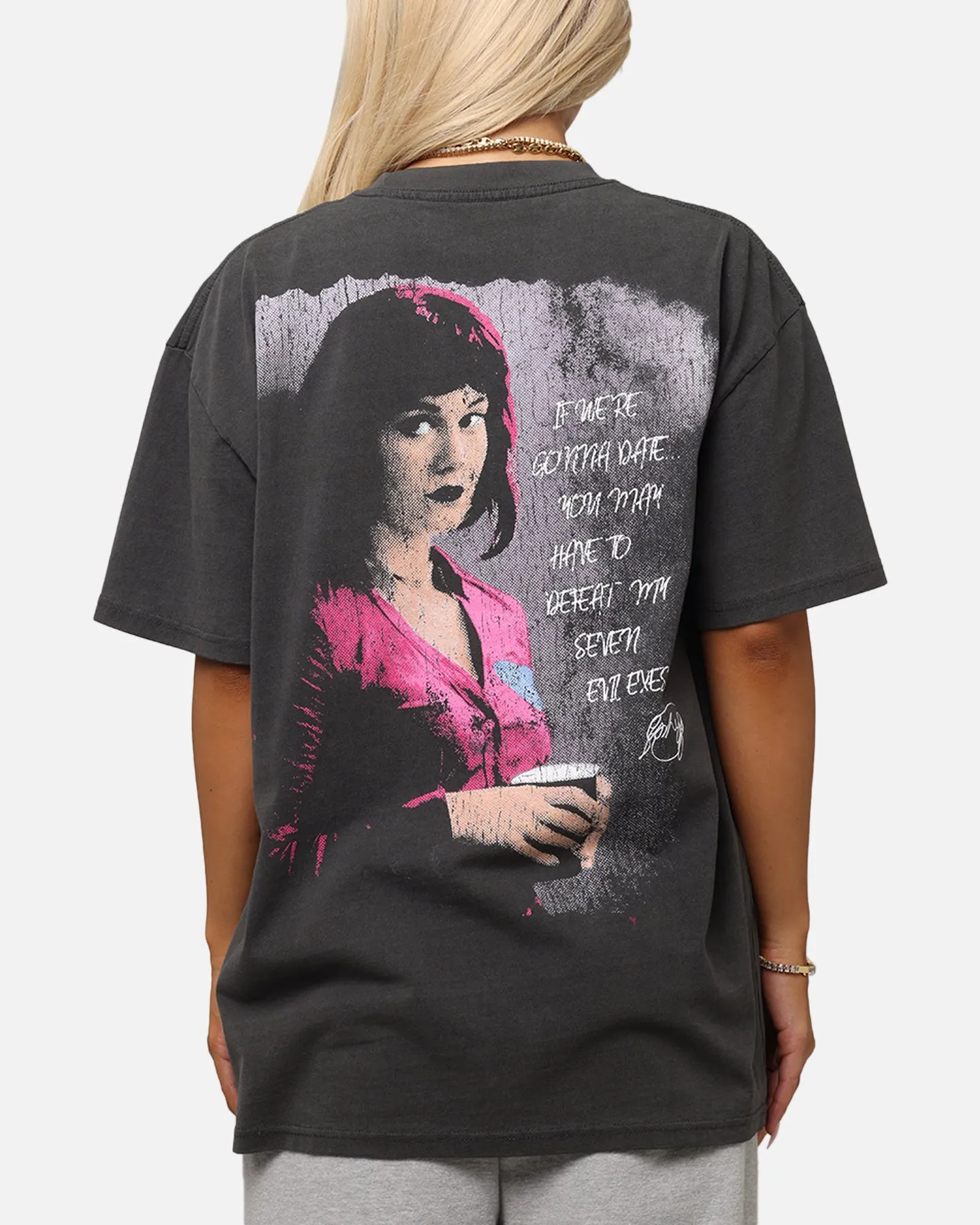 Modern Wear Office Wear American Thrift X Scott Pilgrim Ramona & Scott Heavy T-Shirt Black Wash