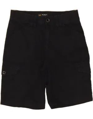 Lightweight Comfort Seamless Waistband LEE Womens Mid Rise Relaxed Fit Cargo Shorts US 4 Small W28  Black Cotton