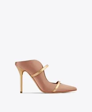 Maureen 100 Blush & Gold Satin Mules Vibrant Tone