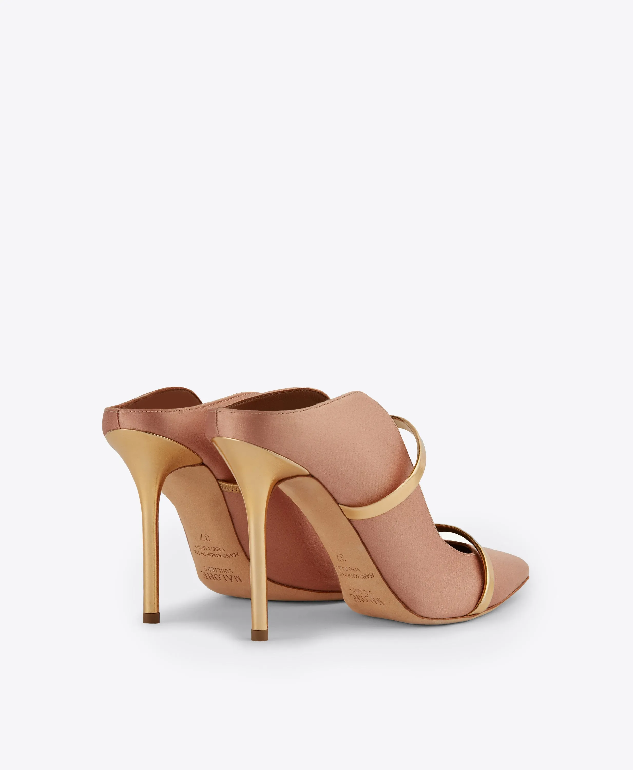 Impact Resistance Maureen 100 Blush & Gold Satin Mules