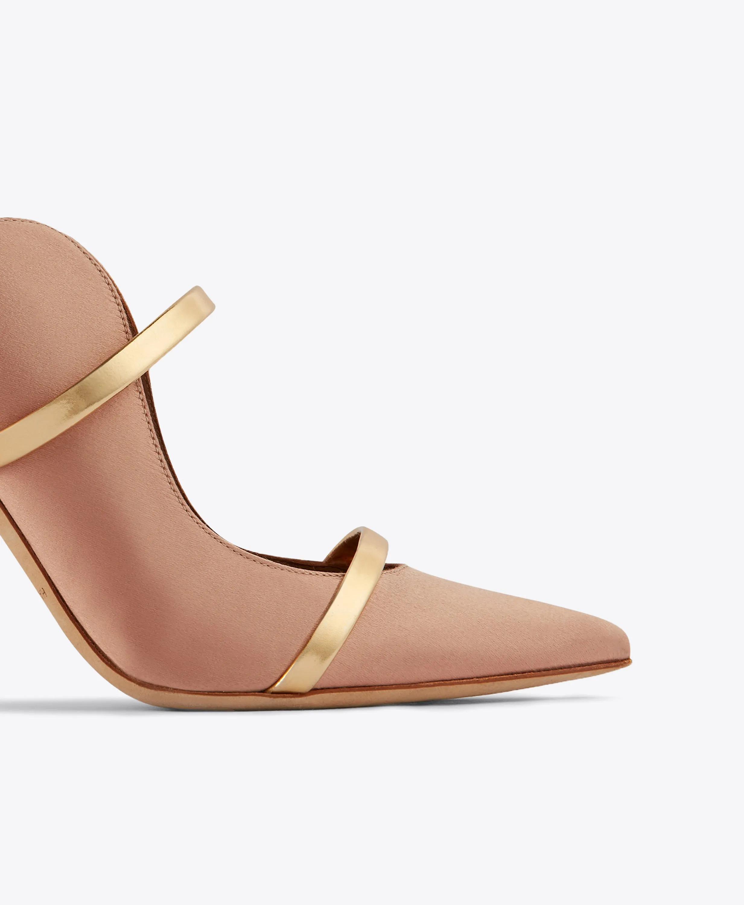 Maureen 100 Blush & Gold Satin Mules Street Mood