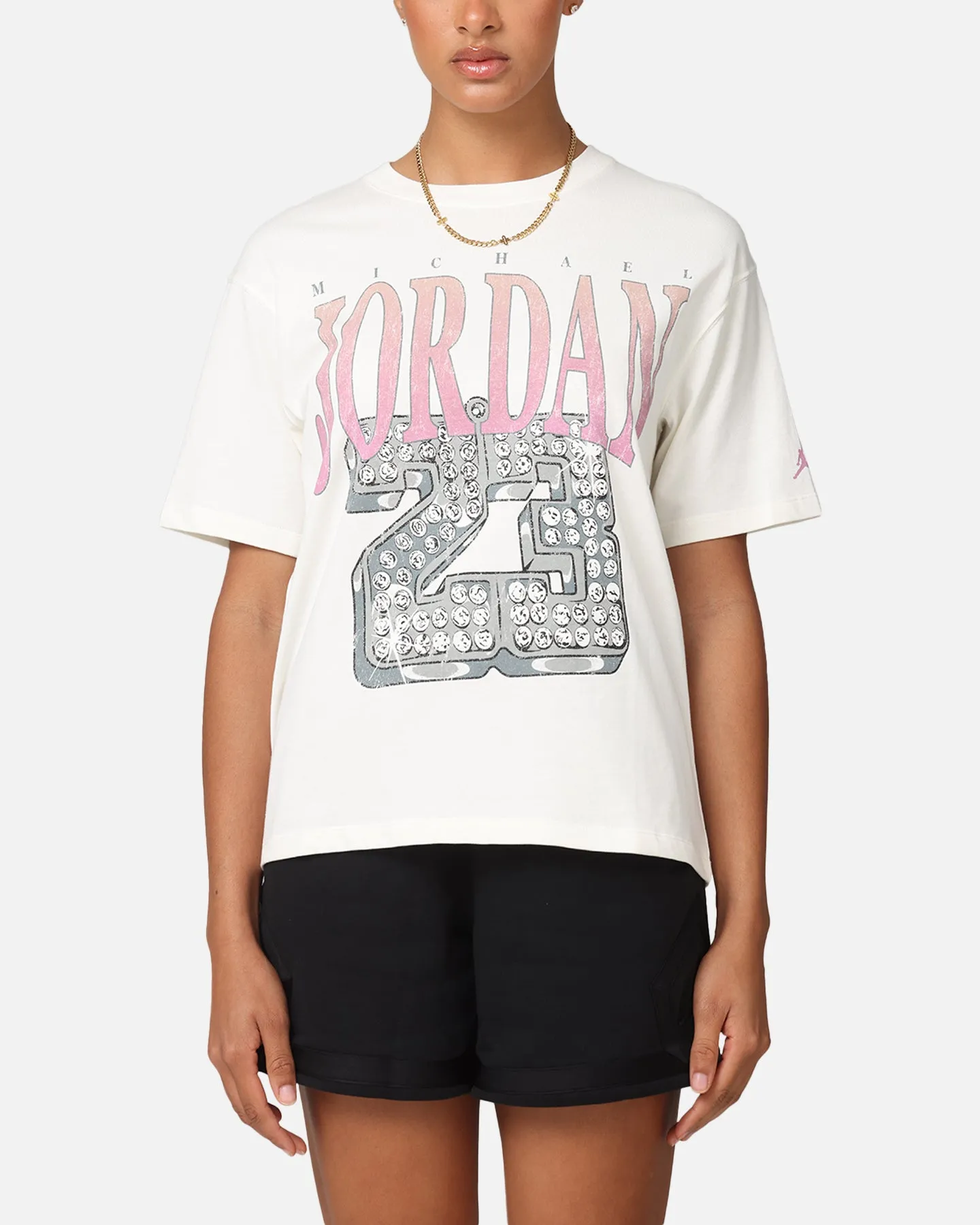 Easygoing Design Weekend Outfit Jordan Women's Heritage Graphic T-Shirt Sail/Orchid