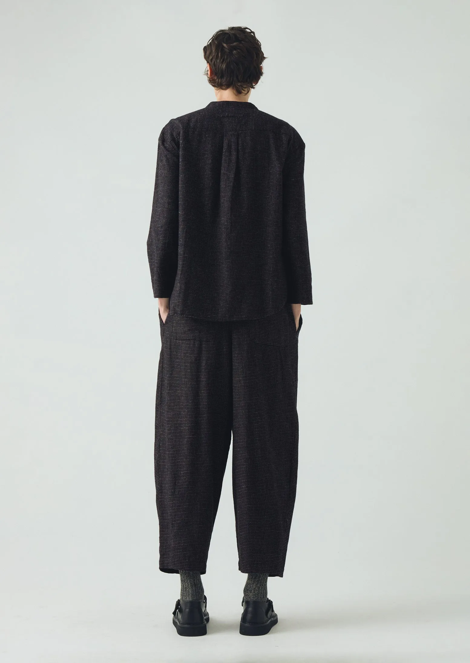EcoFriendlyMaterial QuickReleaseFastenings Minako Check Cotton Cashmere Pants | Black/Ecru