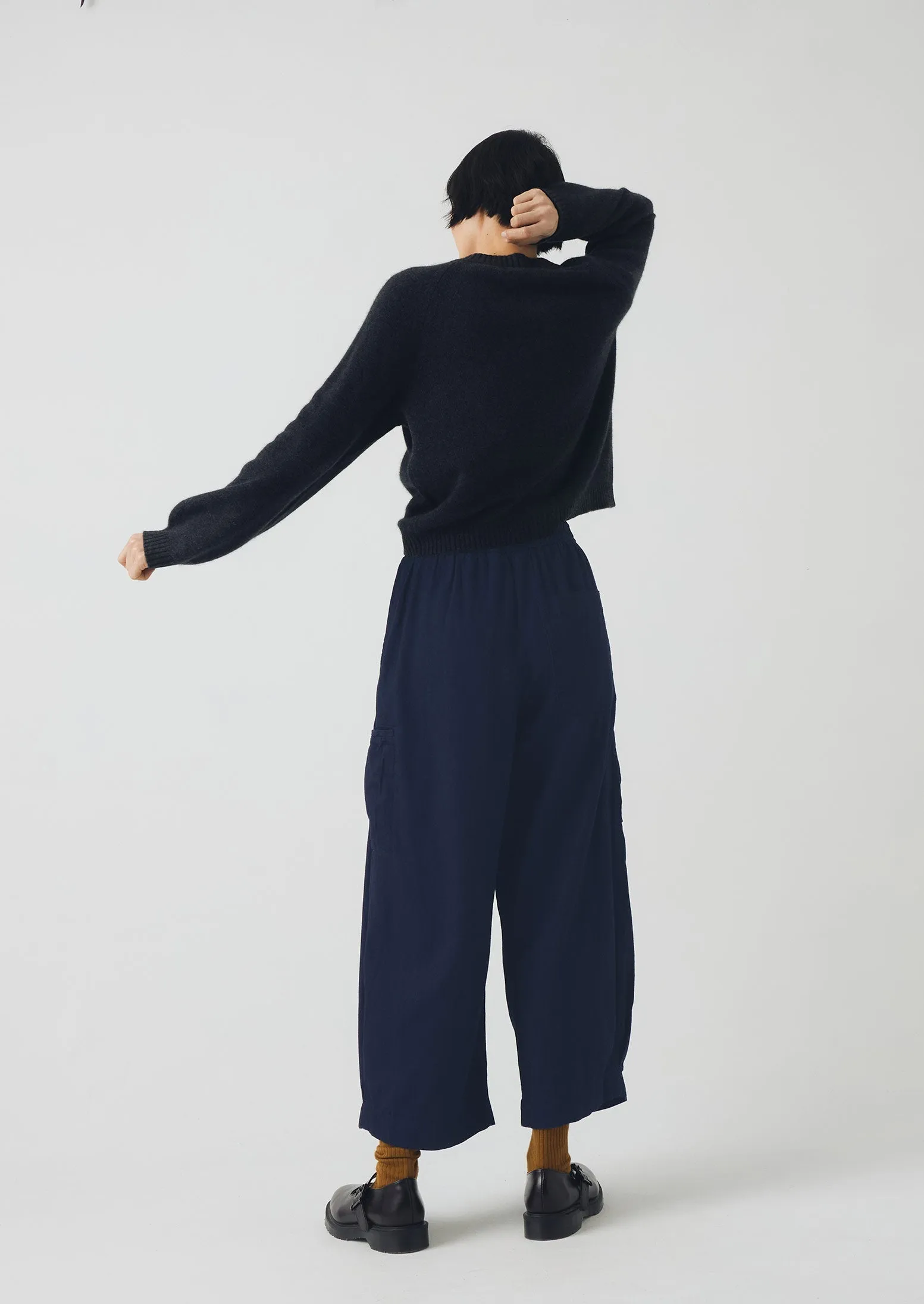 Cotton Twill Wide Leg Pants | Indigo Minimalist Design Cozy Essentials